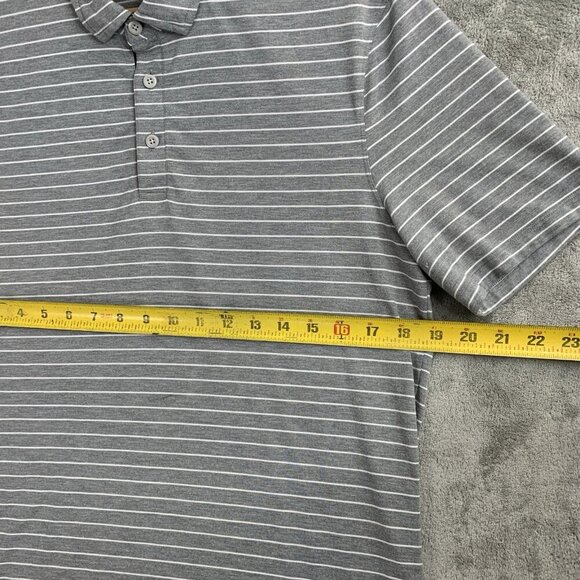 Lululemon Shirt Men Medium Evolution Polo Bunker Stripe Gray Short Sleeve Preppy - Picture 3 of 8